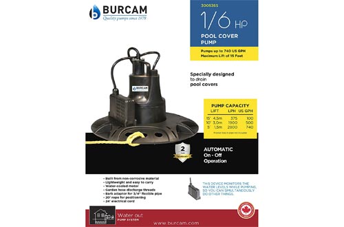 BURCAM 300536S 1/6 HP Automatic Pool Cover Pump