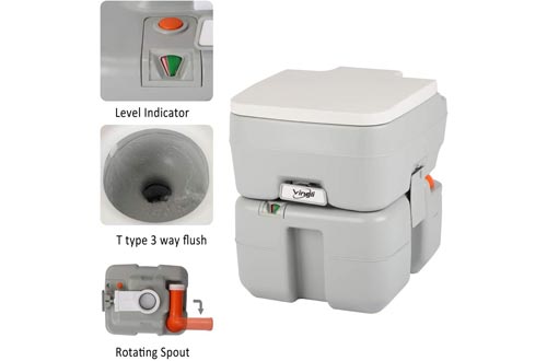 VINGLI Portable 5.3 Gallon Flushing Camping Toilet