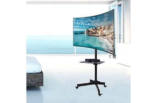 EZM Mobile TV Cart Rolling Stand for LCD LED Plasma Flat Panel with Shelf Fits 23" to 55"