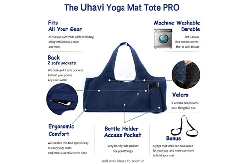 Uhawi Yoga Mat Bag Large Yoga Mat Tote Sling Carrier with 4 Pockets Fits Mats with Multi-Functional Storage Pockets Light and Durable