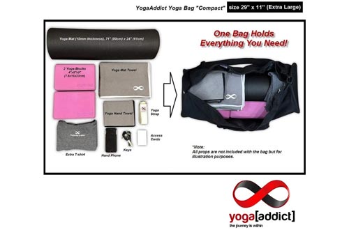 YogaAddict Large Yoga Mat Bag and Carriers Compact with Pockets