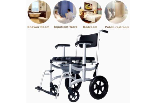 Nurth 4 in 1 Chair Shower Commode Mobile Chair Commode PU Soft backrest