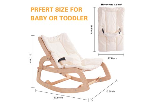HAN-MM 3-in-1 Baby Bouncer Rocker Chair and Convertible Wooden Recliner for Toddler