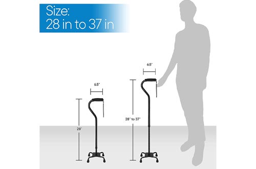 RMS Quad Cane - Adjustable Walking Cane with 4-Pronged