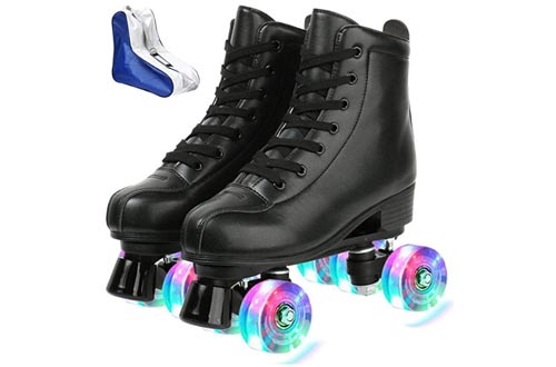 XUDREZ Roller Skate Shoes for Women Men PU Leather High-top Double-Row Roller Skates for Beginner