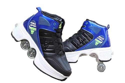 PLMOKN Roller Skates for Women 4 Wheel Adjustable Quad Roller Skates Boots