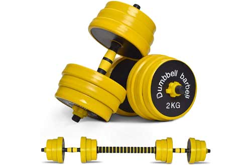 Nice C Adjustable Dumbbell Barbell Weight Pair, Free Weights 2-in-1 Set