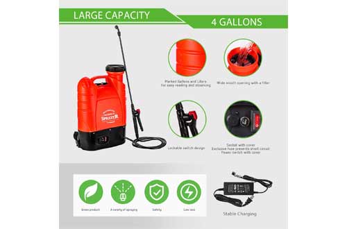VIVOSUN 4 Gallon Battery Powered Backpack Sprayer Electric Pump Sprayer