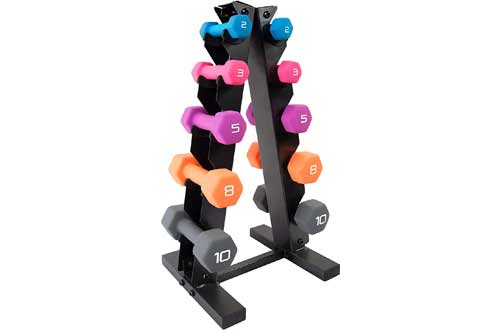 WF Athletic Supply Dumbbell Set with Storage Rack