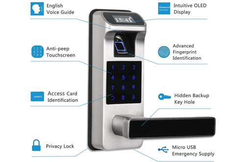 Newst Fingerprint and Touchscreen with OLED Display Screen keyless keypad Entry Door Lock, Fingerprint Door Lock