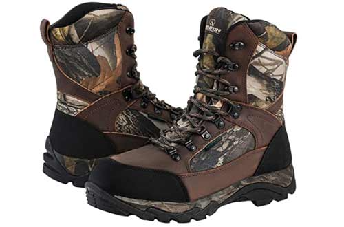 R RUNFUN Men's Waterproof Leather and Camo Outdoor Hunting Boot
