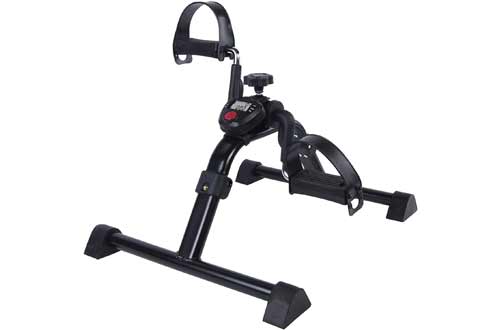 Vaunn Medical Folding Pedal Exerciser with Electronic Display for Legs and Arms Workout