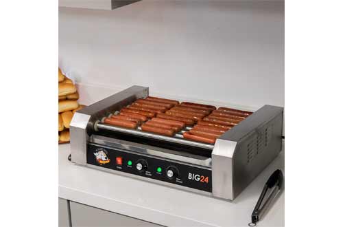 Funtime RDB24SS Stainless Steel Non Stick Hot Dog Roller Grill with Drip Pan With Dual Temperature Controls