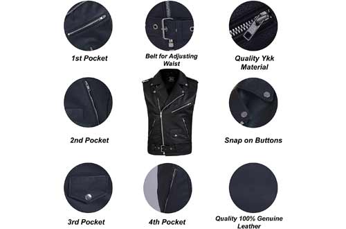 DEFY Men's Genuine Leather Motorcycle Biker Concealed Carry Vintage Vest American Sizes (5XL)