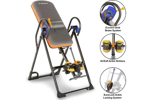 Exerpeutic 975SL All Inclusive Heavy Duty 350 lbs Capacity Inversion Table with Air Soft Ankle Cushions