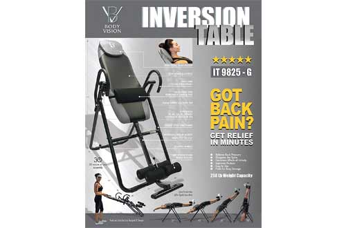Body Vision IT9825 Premium Inversion Table with Adjustable Head Pillow & Lumbar Support Pad- Heavy Duty up to 250 lbs