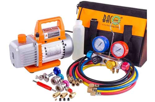 BACOENG Professional Vacuum Pump & Manifold Gauge Set - HVAC A/C Refrigeration Kit
