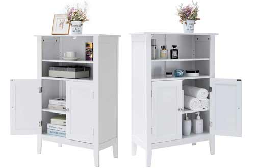  IWELL Bathroom Floor Cabinet with 2 Adjustable Shelf & 6 Heights Available