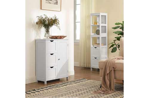  VASAGLE Bathroom Storage Cabinet, Floor Cabinet with 3 Large Drawers and 1 Adjustable Shelf