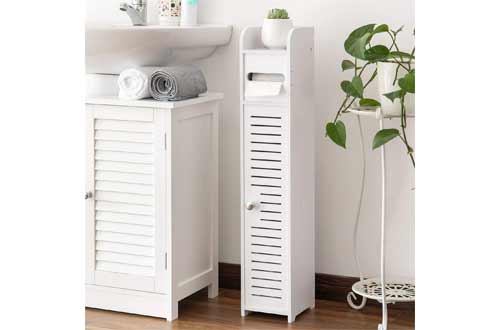  Small Bathroom Storage Corner Floor Cabinet with Doors and Shelves,Thin Toilet Vanity Cabinet