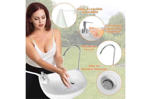Giantex Portable Camping Sink with Soap Dispenser and Towel Holder