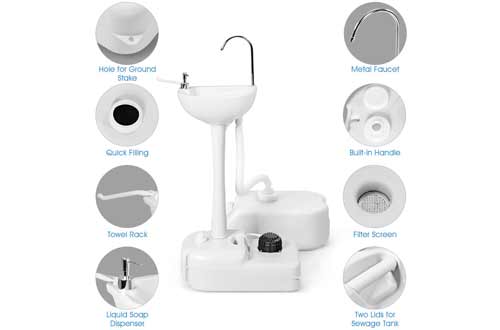 Giantex Hand Washing Station Portable Hand Sink W/Wheels,4.5 Gal Fresh Water Tank