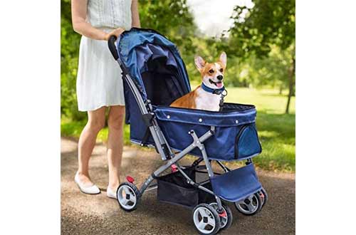 Noodoky Pet Stroller for Cats Dogs Rabbit with Reversible Handle