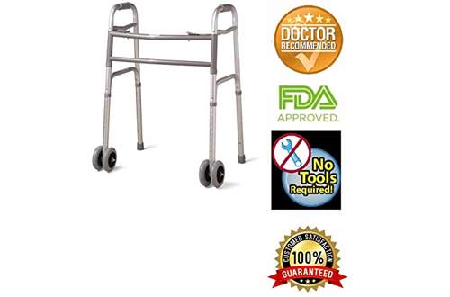 Bariatric Heavy-Duty Folding Walker with Wheels for Seniors, Adults, Extra Wide Front Wheel Walker