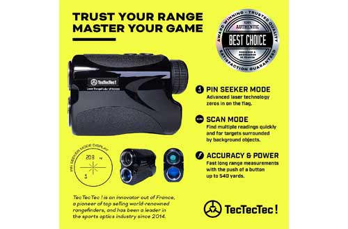 TecTecTec VPRO500 Golf Rangefinder - Laser Range Finder with Pinsensor - Laser Binoculars - with Battery