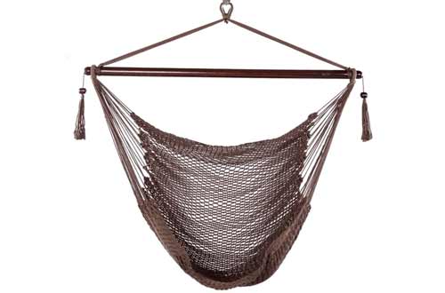 Blissun Hanging Hammock Chair, Swing Chair, 40-inch Wide Seat, Polyester Cotton (Mocha)