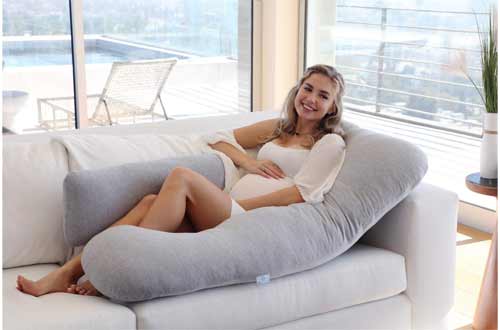 PharMeDoc Pregnancy Pillow, Grey U-Shape Full Body Pillow and Maternity Support