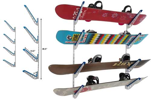 StoreYourBoard Horizontal Multi Ski Wall Rack, Home and Garage Skiing Storage Mount