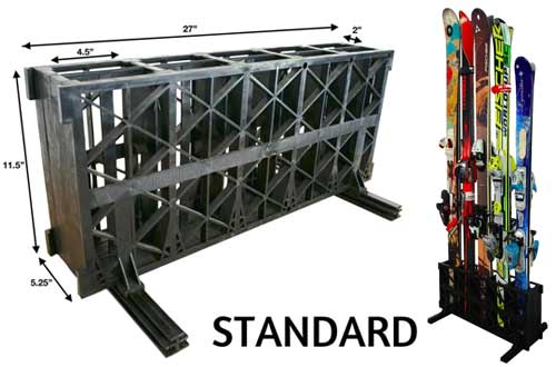 StoreYourBoard Ski Storage Rack, Freestanding 5 Pair Skis Floor Rack, Standard Skis
