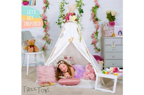 Tazztoys Kids Teepee Tent for Kids with Fairy Lights