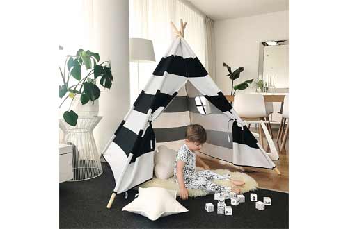 Kids Teepee Tent for Boys, Black and White Stripe