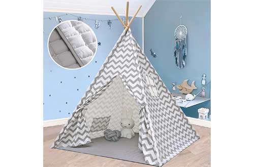 Teepee Tent for Kids with Mat & Lights String- Play Tent for Boy Girl Indoor & Outdoor
