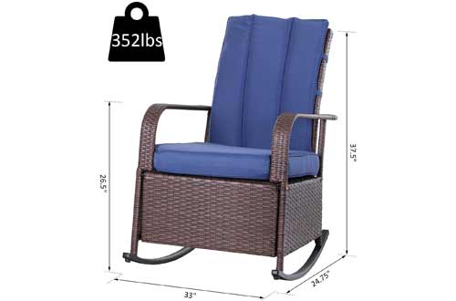 Outsunny Outdoor Wicker Rattan Recliner Rocking Cushioned Chair